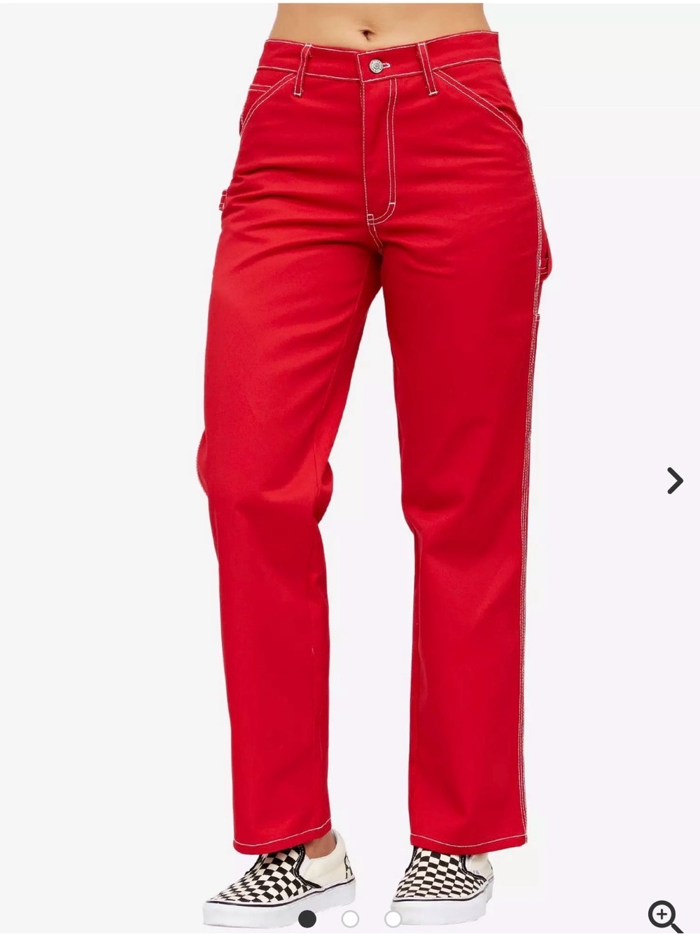 Dickies Men's Straight Red Jeans with Contrast Stitching